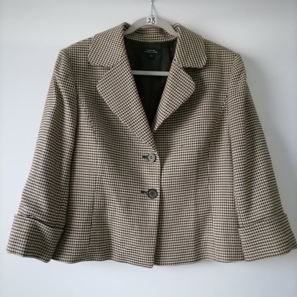 Tahari Arthur S. Levine Women's Brown & Black Houndstooth Blazer Size 14